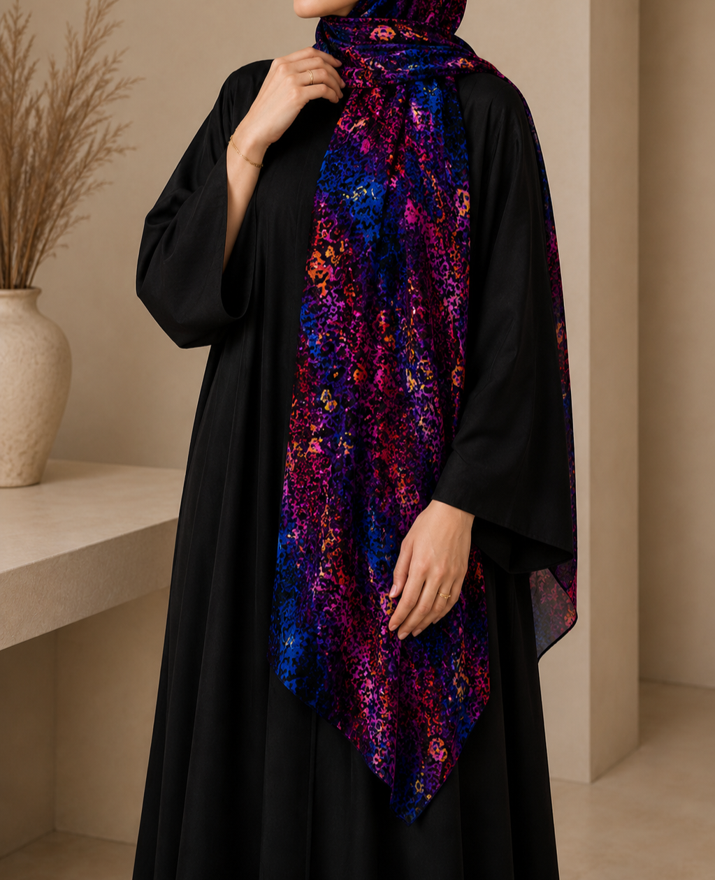 Midnight Prism Printed Stole