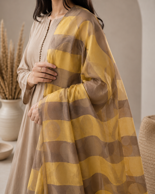 Elegant Mustard Chiffon Dupatta