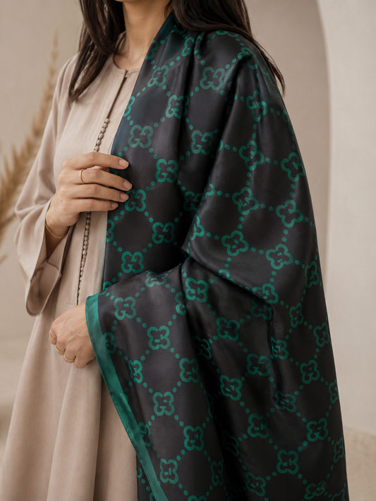 Luxury Black & Emerald  Scarf
