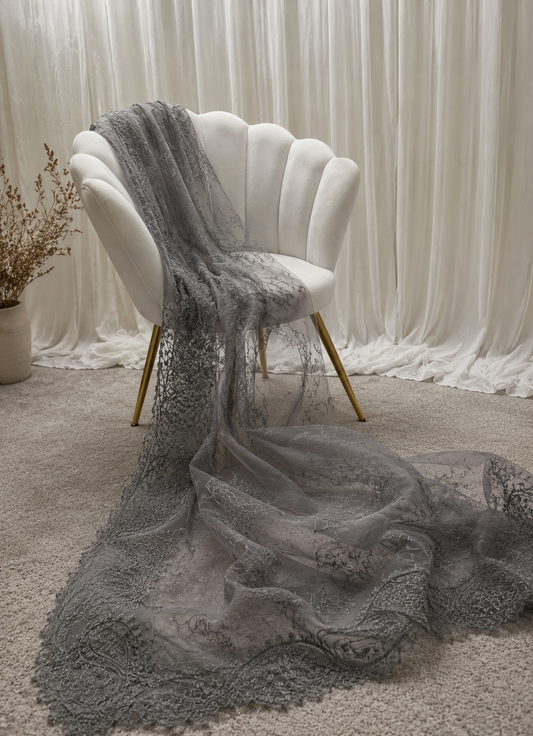 Luxury Grey Net Dupatta