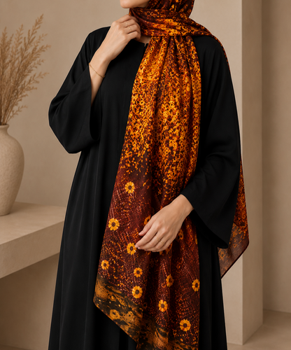 Golden Ember Printed Stole