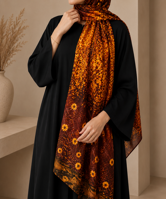 Golden Ember Printed Stole